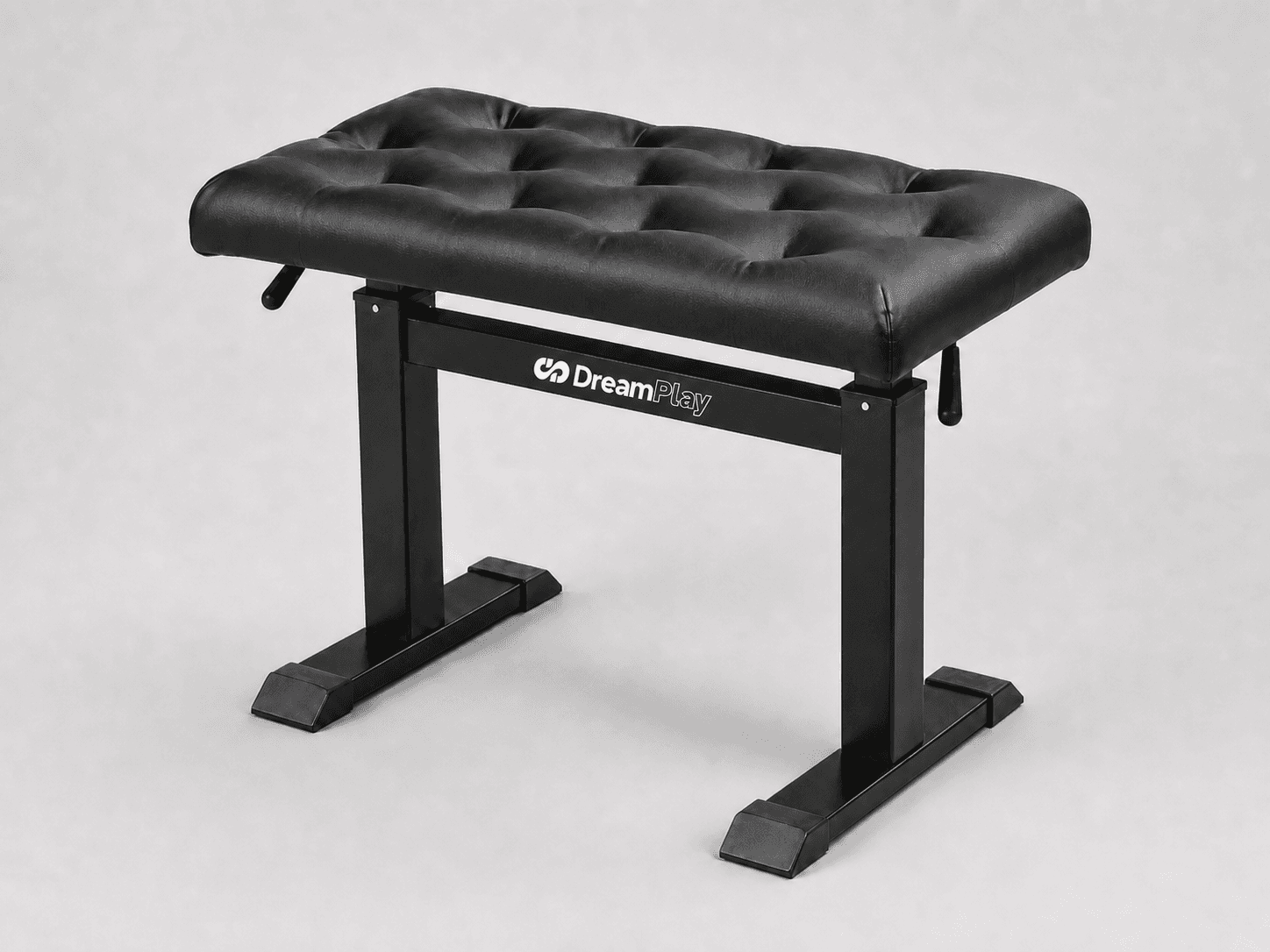 Black tufted hydraulic piano bench